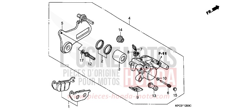 REAR BRAKE CALIPER for Varadero 125 BARLEY YELLOW METALLIC (Y199) from 2008